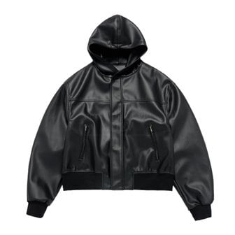 아크메드라비 VEGAN LEATHER HOODIE JACKET 비건레더 후드자켓 블랙