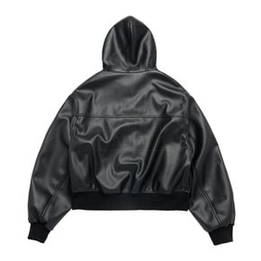 VEGAN LEATHER HOODIE JACKET 비건레더 후드자켓 블랙