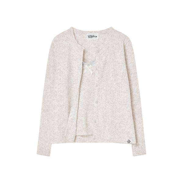 Lace-Detail Top Cardigan Set (4colors)