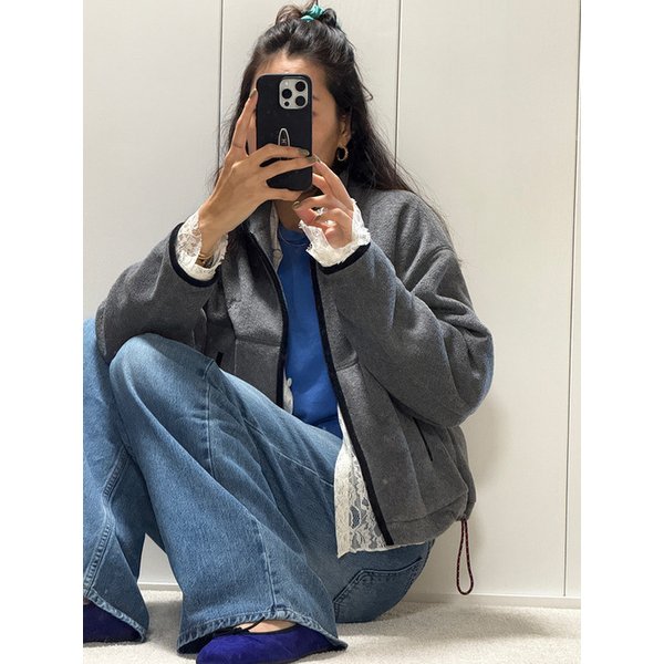 [지나정 콜라보] Soft Fleece Jacket Grey_F254JP10