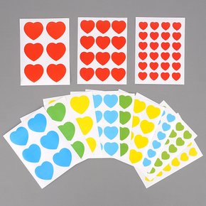 하트모양스티커 컬러 하트 스티커 1장 6P 12P 24P - 레드 하트스