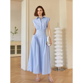 YY sky blue cloud right shoulder dress