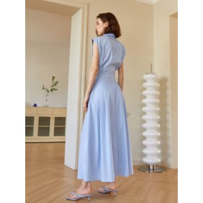 YY sky blue cloud right shoulder dress