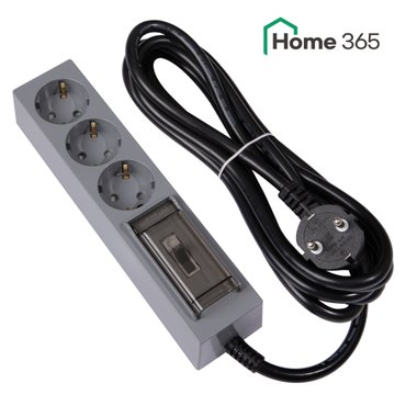 Home365 국산 4000W 고용량 멀티탭 3구 3m 그레이 블랙 컬러멀티탭 / 에어컨 건조기 전기장판 전기난로