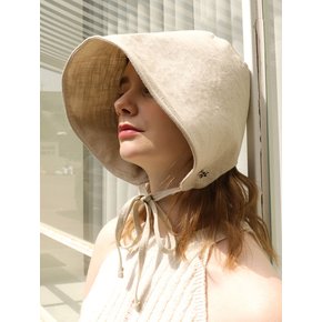 BLOSSOM LINEN BEIGE BONNET HAT