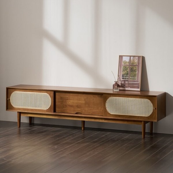 안목 서향 라탄 원목 높은 거실장 2000 [착불]