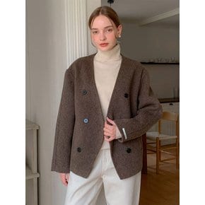 Collarless V Handmade Double Wool Jacket (2colors) VCOAT_032