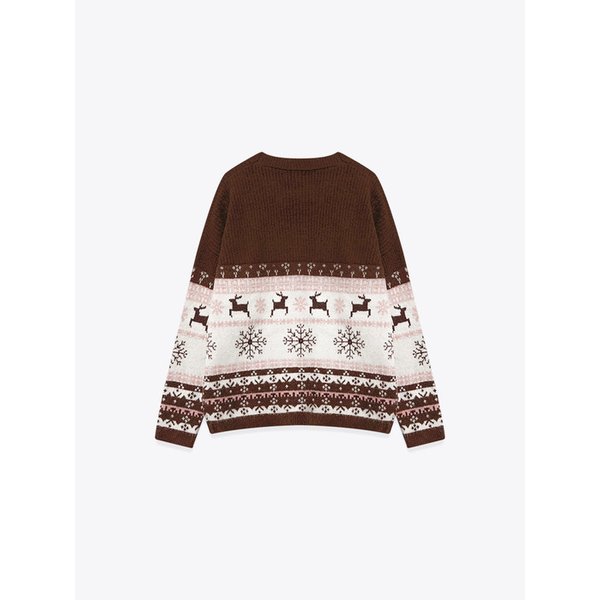 스노우 플라워 루돌프 노르딕 울 블렌드 라운드 니트(MAFDKN19MDW)