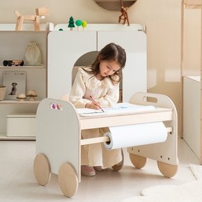 루아 자작나무 원목 롤페이퍼 아기 미술 책상 세트(책상+의자)