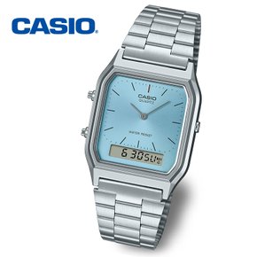 [정품] CASIO 카시오 스퀘어 듀얼타임 AQ-230A-2A1 공용 남성 빈티지 메탈시계