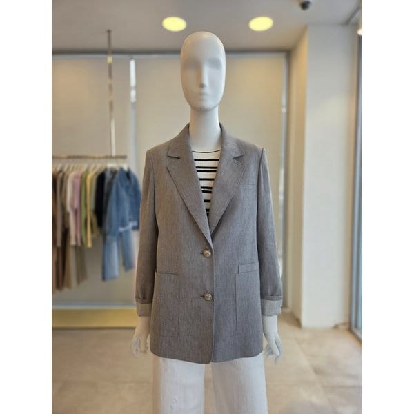 [여주점] [더 아이잗] 여성 린넨 백 버튼 싱글 재킷 (IS3A0JK071)