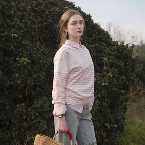 JOA splicing stripe T-shirt_PINK