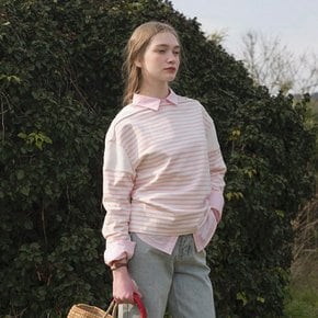 JOA splicing stripe T-shirt_PINK
