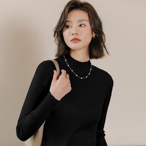 LS semi-high neck sweater top