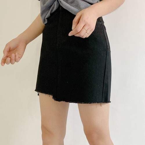 청 흑 h라인 미니 숏 스커트 치마 may