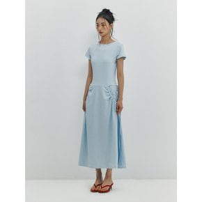 SHIRRING POCKET MAXI DRESS - SKY BLUE