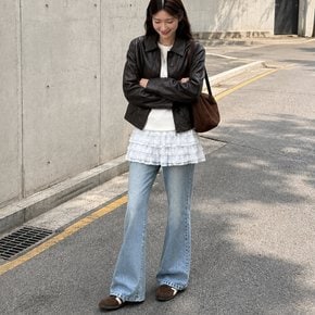 큐트 레이어드 미니 랩 스커트 프릴 레이스 캉캉 밴딩 페이크 치마 화이트 블랙 사계절