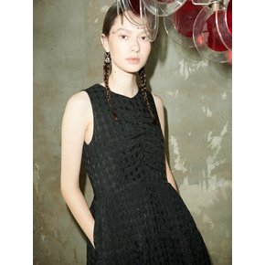 JACQUARD SLEEVELESS DRESS / BLACK