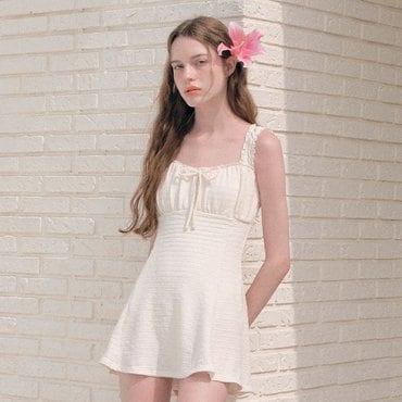 로라로라 LACE RIBBON ONEPIECE SWIMSUIT IVORY