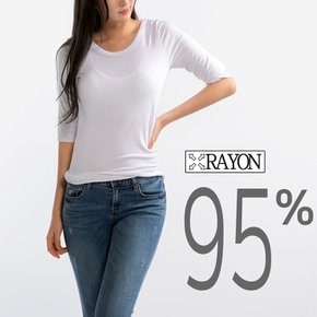 7부 레이온티셔츠 레이어드티 여행룩