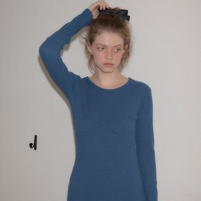 Line Point Basic Jersey Dress Blue