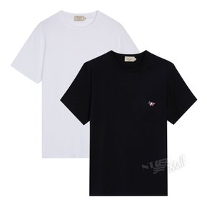 남성 트리컬러 폭스패치 포켓 티셔츠 FM00120KJ0010 MAISON KITSUNE TEE-SHIRT TRICO