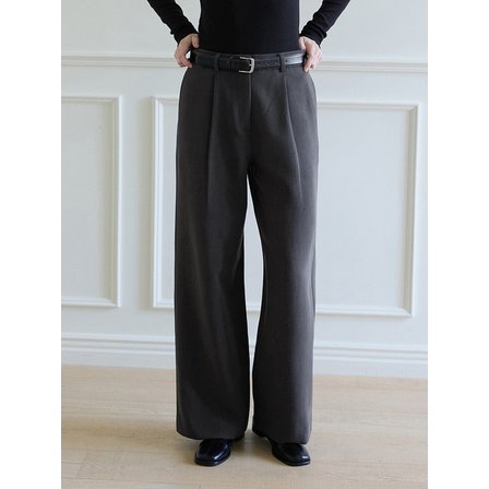 에드워드벌룬 Wool Wide Slacks - Charcoal Gray