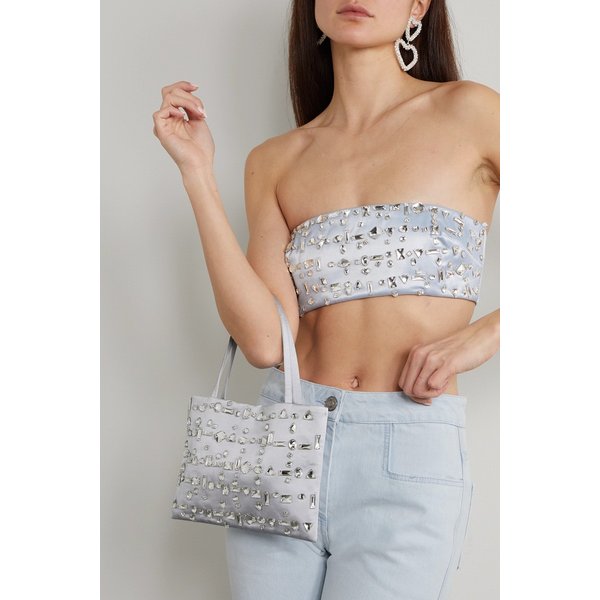 식스틴 알링턴 수키 스몰 크리스털 장식 새틴 토트 라이트 블루 1647597302615159