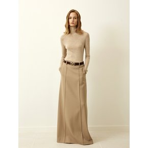 Pintuck Maxi Wool Skirt Beige