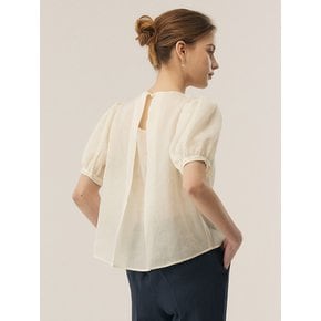 [Linen] Puff Sleeve Shirring Blouse _ 3color