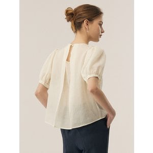 FRONTROW [Linen] Puff Sleeve Shirring Blouse _ 3color