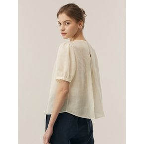 [Linen] Puff Sleeve Shirring Blouse _ 3color