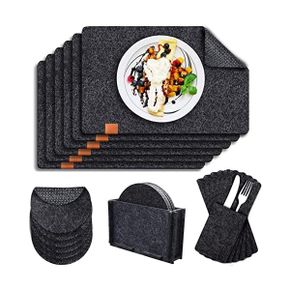 독일 식탁매트 세트 Tendak monslip felt place mat with 6 coasters and cutlery bags 1 storag