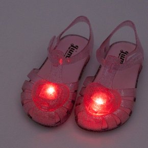 루미 여아 유아 아동 러블리 하트 LED 젤리슈즈 핑크