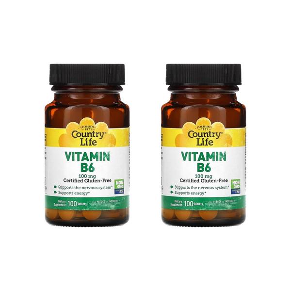 [해외직구] 컨트리라이프 비타민 B6 100mg 100정 2팩 Country Life Vitamin B6 100 mg 100 Tablets