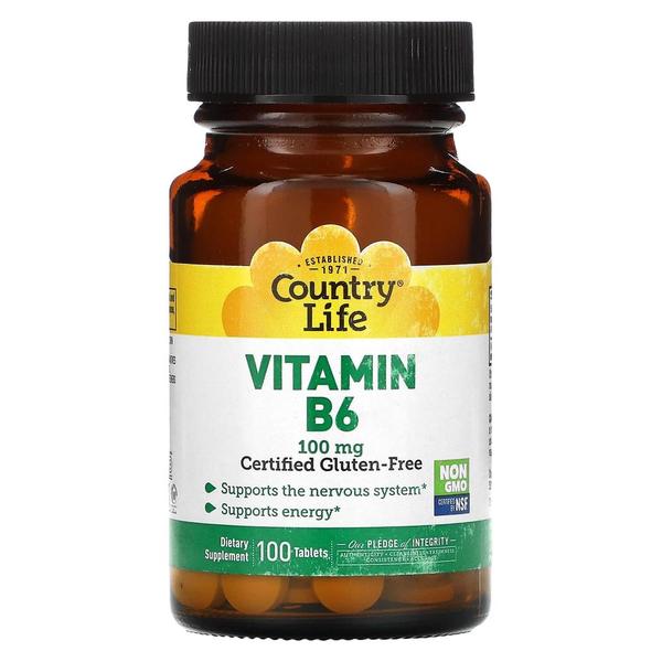 [해외직구] 컨트리라이프 비타민 B6 100mg 100정 2팩 Country Life Vitamin B6 100 mg 100 Tablets