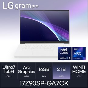 LG전자 그램 프로17 17Z90SP-GA7CK (WIN11HOME/SSD 2TB/RAM 16GB) HMC