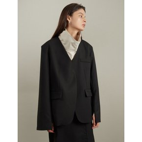 COLLARLESS SUIT JACKET / Black