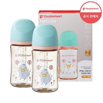 더블하트 모유실감 3세대 PPSU 하늘을날꼬양 240ml 트윈팩 (노꼭지)