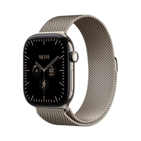 (1차 예약) 애플워치 12 셀룰러 46mm 내추럴 티타늄, 내추럴 밀레니즈 루프 (S/M) MJGP4KH/A