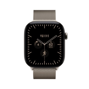 (1차 예약) 애플워치 12 셀룰러 46mm 내추럴 티타늄, 내추럴 밀레니즈 루프 (S/M) MJGP4KH/A