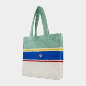 [해외배송] 카사블랑카 크로셰 코튼 토트백 APF24-BAG-104-01 WHITE / BLUE MULTI