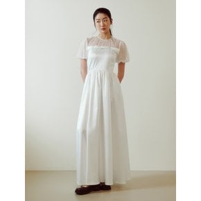 Bridal Sheer Ribbon Line Dress_white