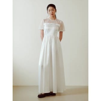 가니송 Bridal Sheer Ribbon Line Dress_white