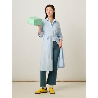 빈폴레이디스 폴리 혼방 7부 소매 셔츠 원피스 - 스카이블루 (BF5271C02Q)
