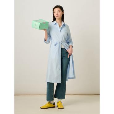 빈폴레이디스 폴리 혼방 7부 소매 셔츠 원피스 - 스카이블루 (BF5271C02Q)