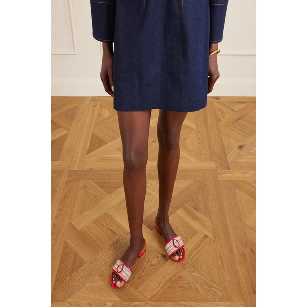 제니퍼 차만디 안드레아 가죽 우븐 슬라이드 46376663162985583