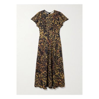 울라존슨 블라이드 플러터 러플 프린트 크레이프 미디 드레스 멀티컬러 46376663162870572