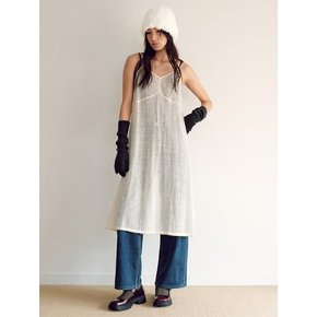 Sheer layered knit Dress  Peach Ivory (KE4X5UM040)