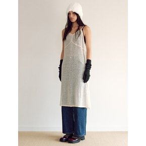 Sheer layered knit Dress  Peach Ivory (KE4X5UM040)